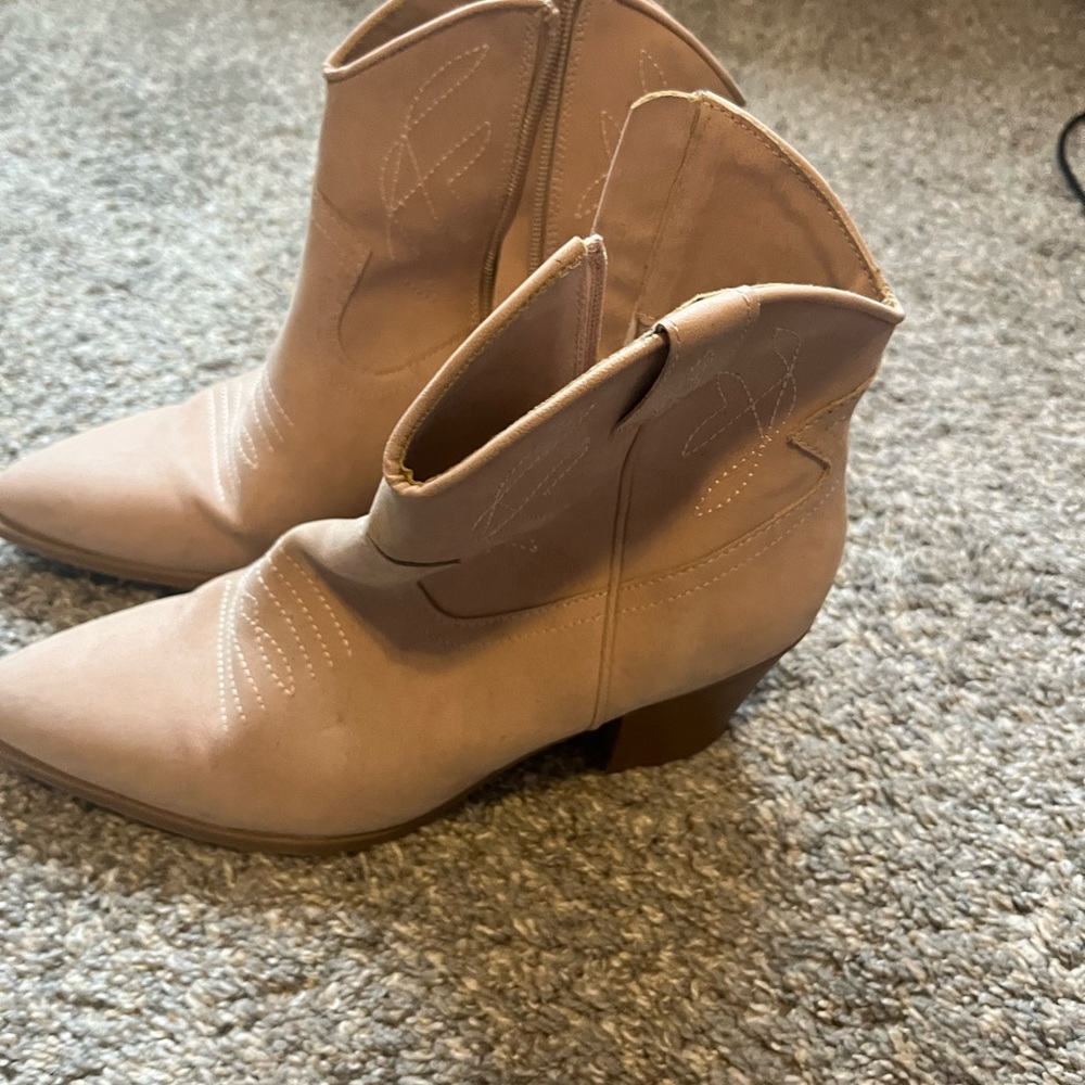 Blush pink ankle cowgirl boots. Worn a couple of times